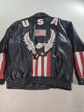 USA Leather Eagle Flag Jacket 3XL